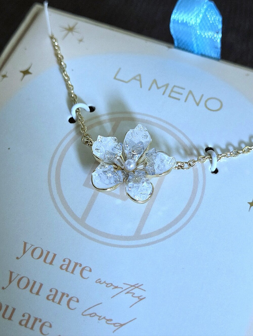 La Meno Stationary Druzy Flower🌸 Pendant Necklace - NIB - Picture 10 of 15